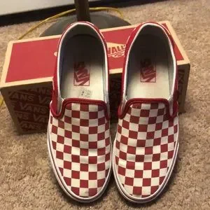 Vans tango red checkered hot sale
